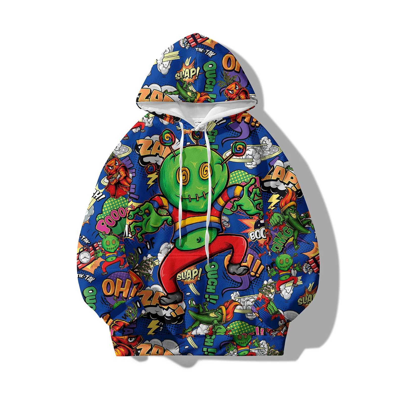 The new spring hoodie is fashionable and versatile featuring 3D digital printed cartoon patterns suitable for both young and old people X241228