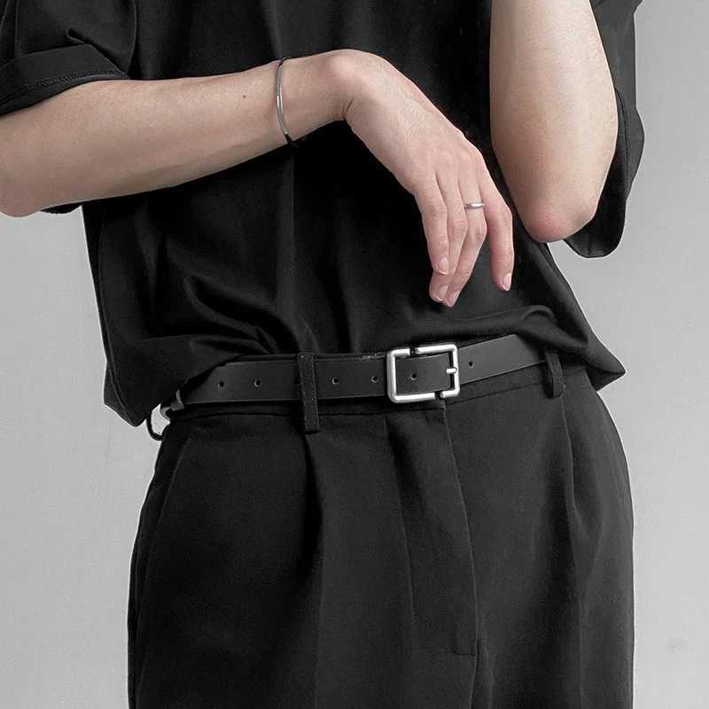 Fashion Teenagers Jeans Belt Chic Geometric Pin Buckle Black Girdle Strap Korean Vintage Waistband For Men Women PU Leather Belt W241228