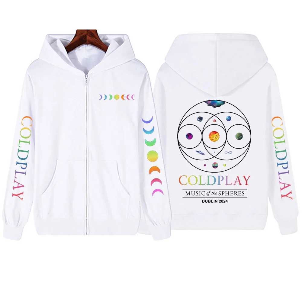 COLD-PLAY Music Of The Spheres World Tour Zipper Hoodie Harajuku Pullover Tops Sweatshirt Streetwear X241228
