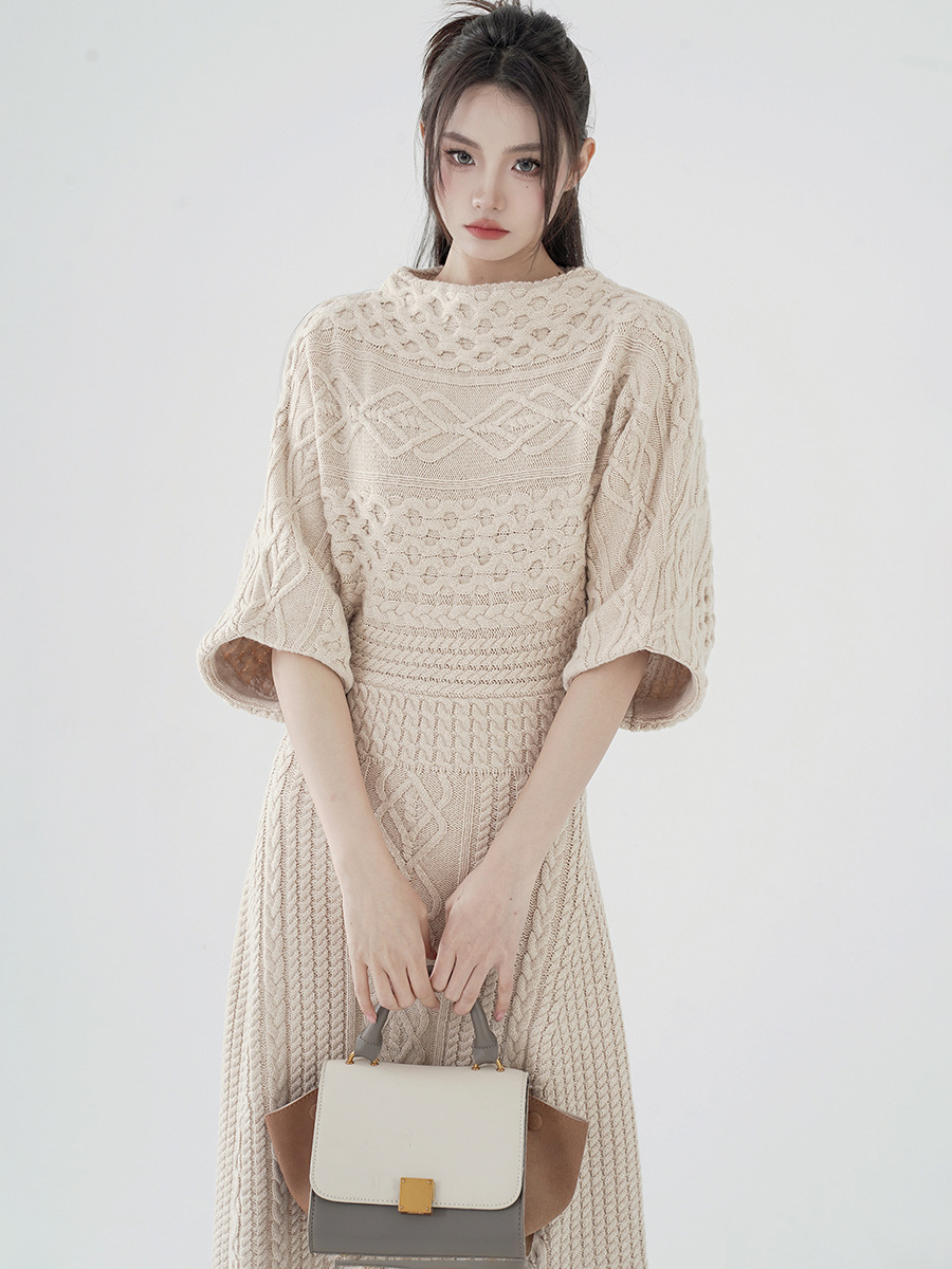 Y190 autumn and winter dress high-end knitted long skirt outer wear design waist hip skirt long skirt