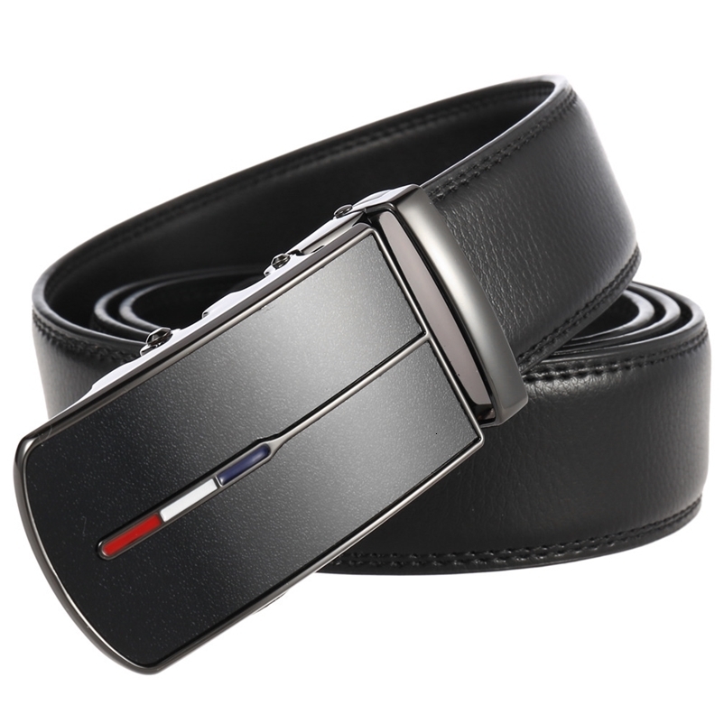 Mens Leather Belts Fashion Automatic Buckle Cowskin Male Belts Black Brown 3.5cm 241227