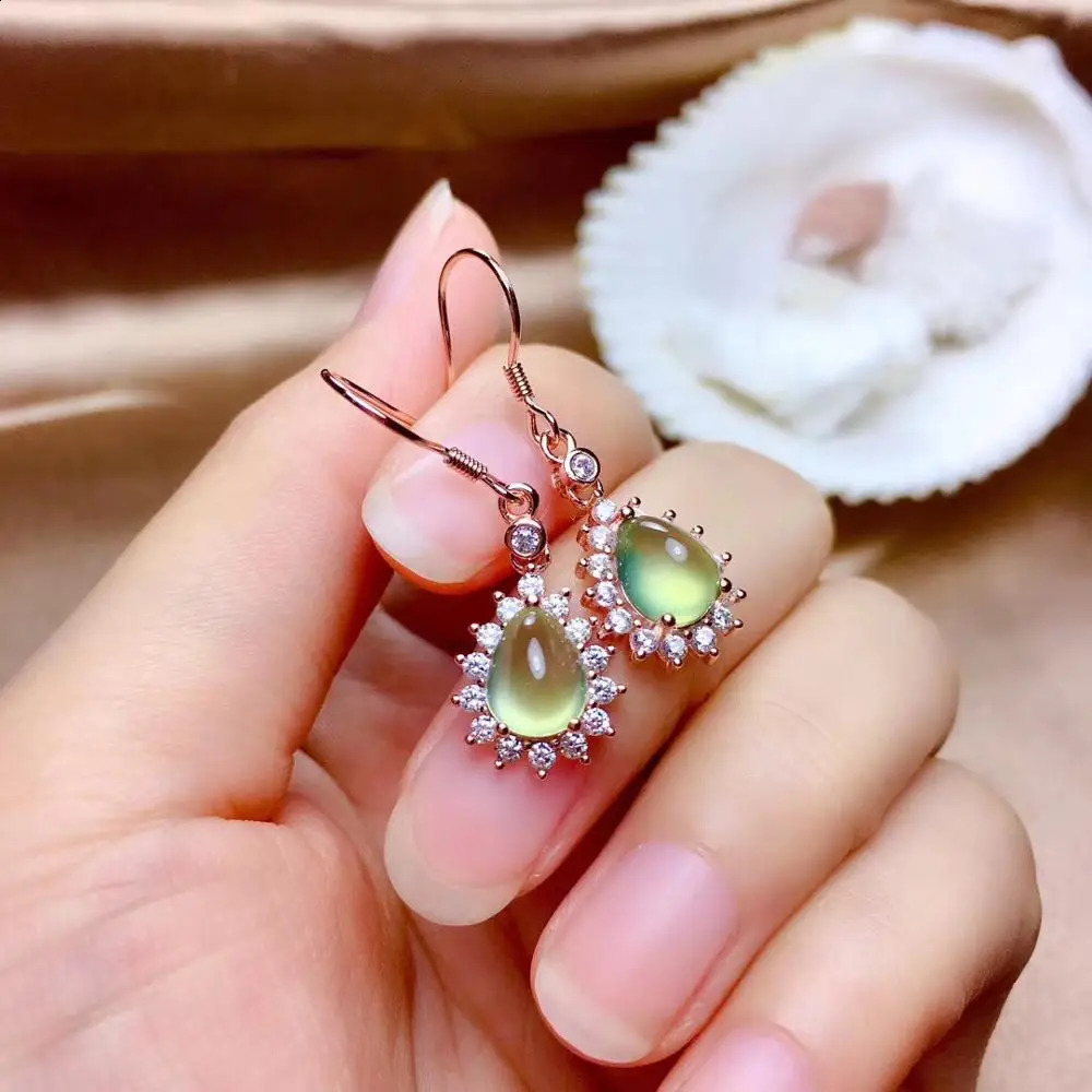 The GiftFor your girl Friend Prehnite Earring Natural And Real 925 sterling silver Prehnite Earring 241226