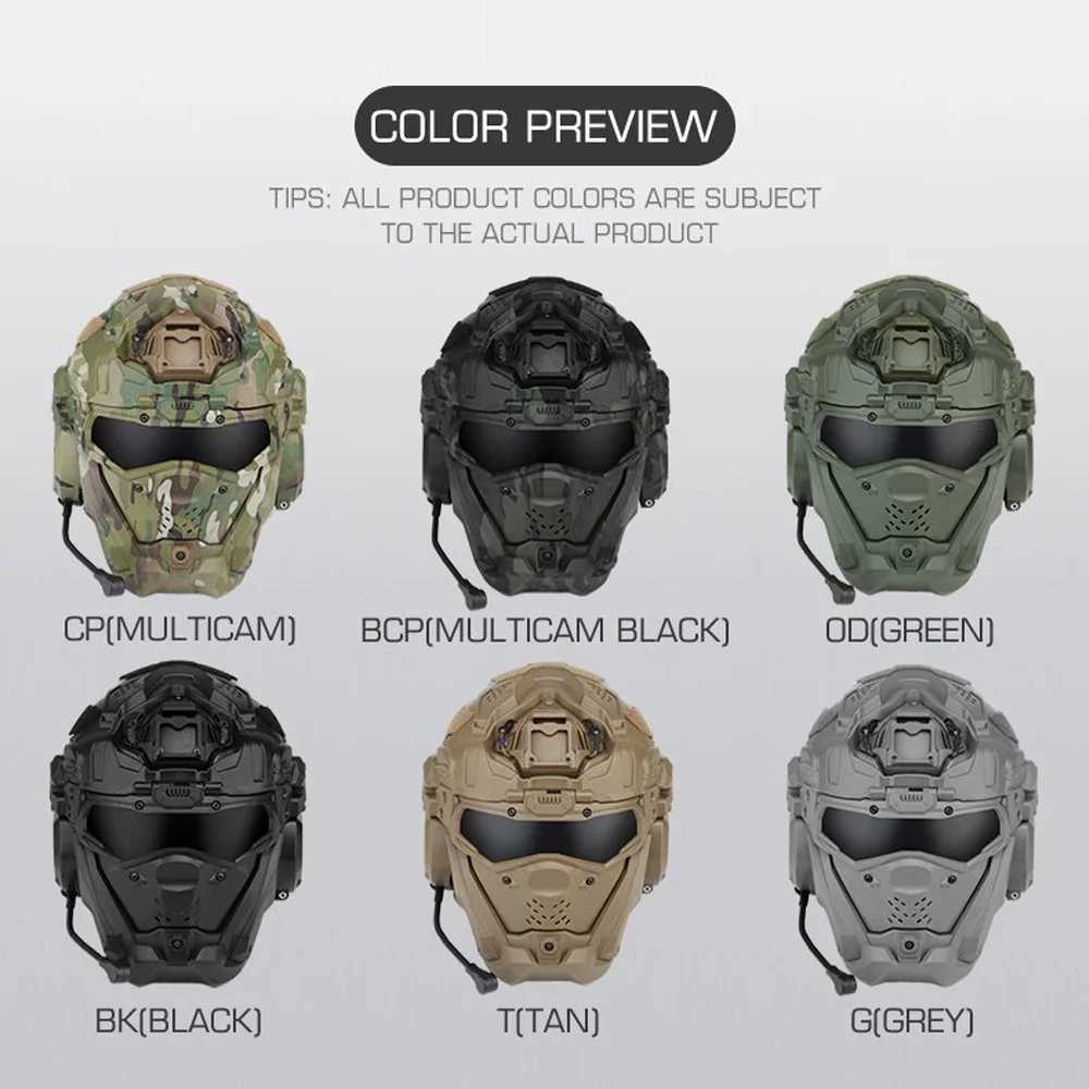 Airsoft Fast Helmet Tactical Military W-Ronin Assault Helmet II Built-in setAnti-fog FanFlip MaskReplacent ns W241228