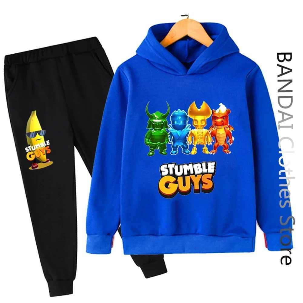 Stumble Guys Hoodie Set Kids Clothes Boys Girls Clothing Childrens Sports Suit Autumn Hoodie Pants 2-piece Set X241228