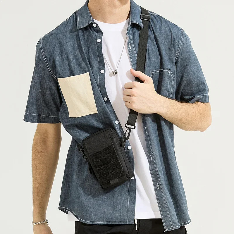 Mens Crossbody Casual Bag Fashion Trend Shoulder Phone Waterproof Oxford Cloth Tactical Style Lightweight Portable 241227