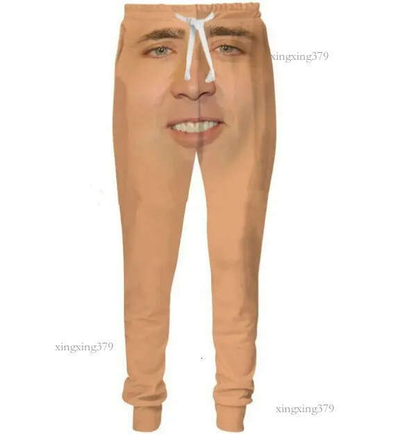 New Men/Women Casual Pants The Giant Blown Up Face Of Nicolas Cage Printed Long Sweatpants 5XL