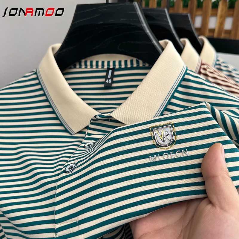 2024 mens new striped cotton business casual short sleeved shirt shirt fashionable comfortable and breathable top X241228
