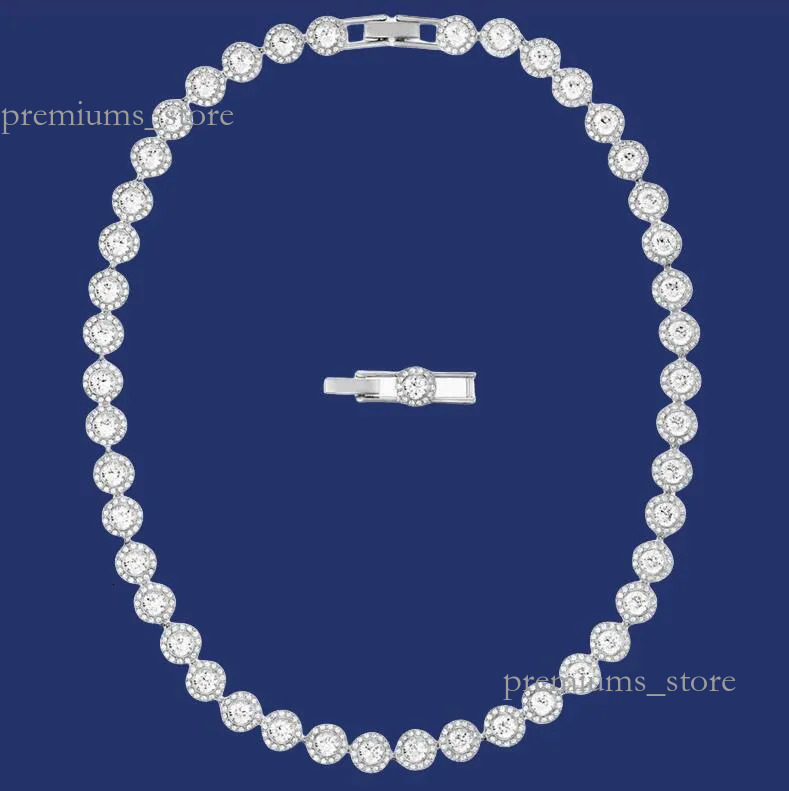 Diamond Chain Designer Necklace For Woman Angelic Iced Out Chain AAA Beads Moissanite Luxury Jewelry Plated Silver Necklace Part Wedding Swarovskies Necklace B7e