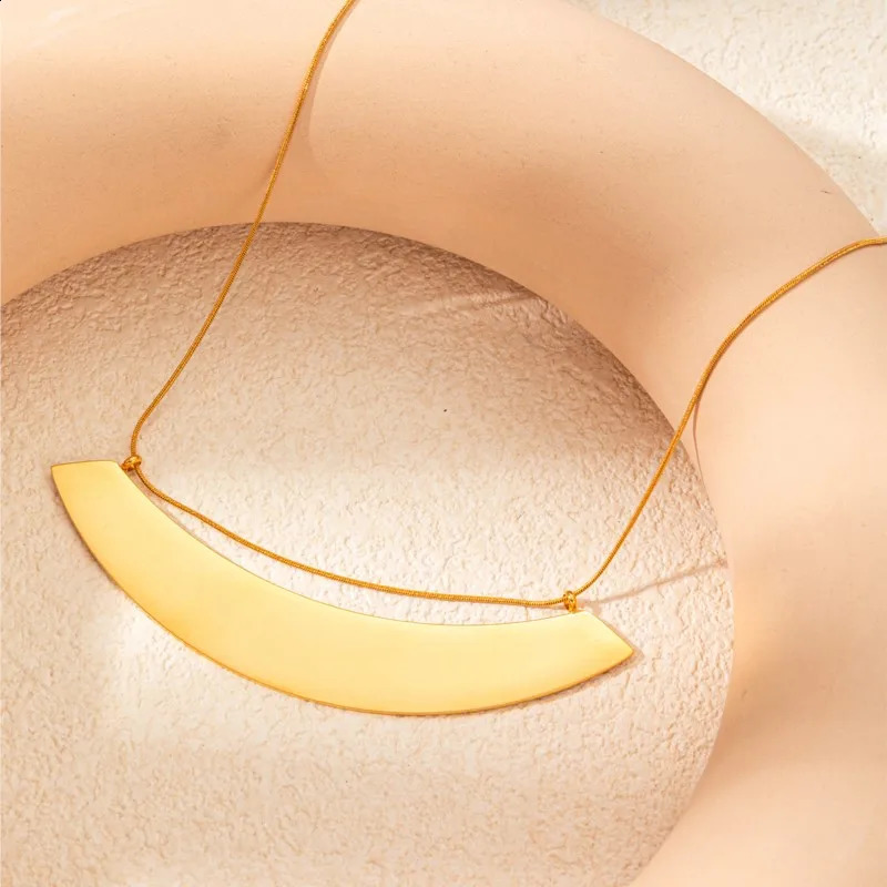 ANENJERY 316L Stainless Steel Geometric Metal Necklace Earring for Women Simple temperament Party Jewelry Set 241226