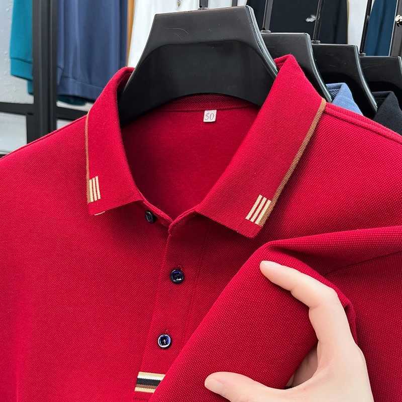 High-grade Autumn and Winter Pure Cotton Mens Classic Fashion Business Casual Korean Version Lapel Striped Design shirtT Shirt X241228