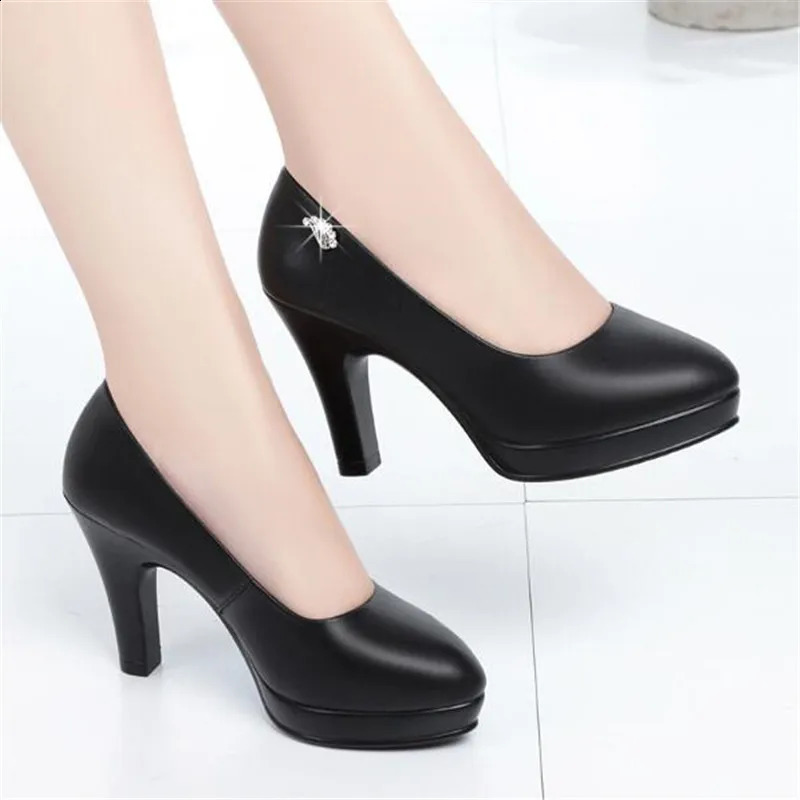 Block Heel Platform Pumps Spring Autumn Women Shoes Women Buckle Strap High Heels Shoes Ladies Elegant Black Office Shoes 241228
