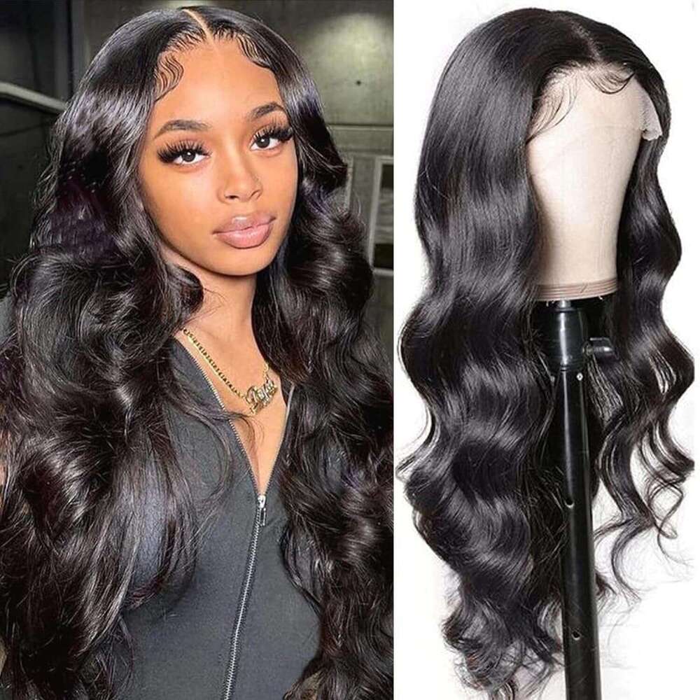 Black 13 * 4 Front Wig, Women's Long Curly Hair Synthetic Headband, Body Wave Lace Wig Kq2 Kq2