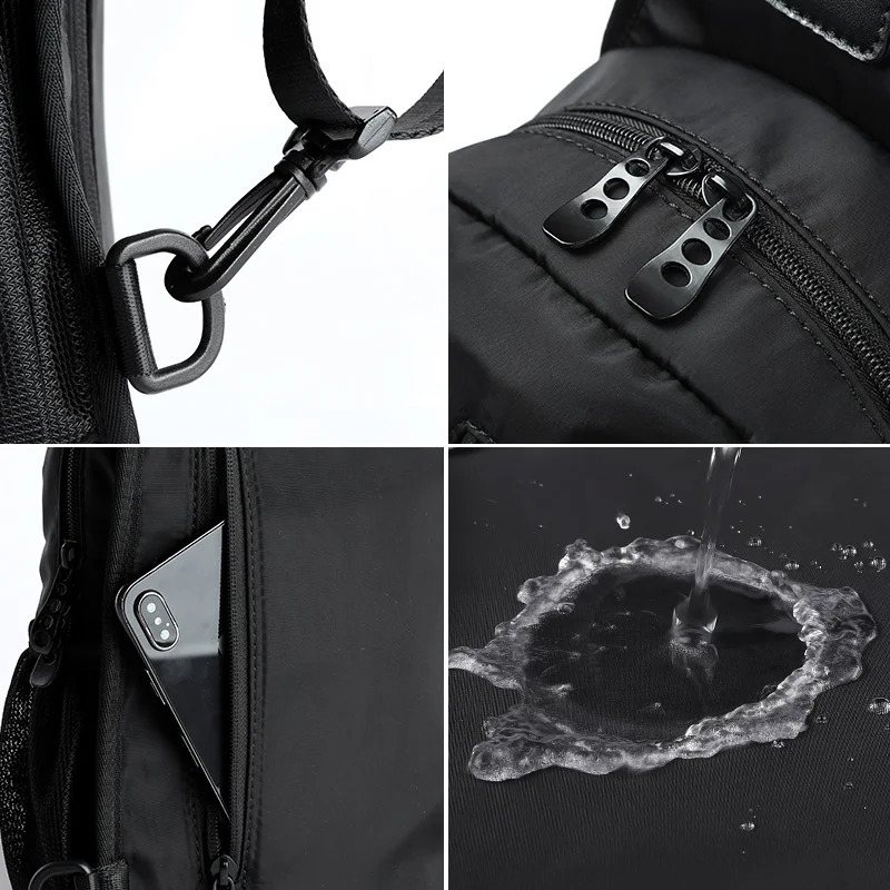 Waterproof Chest Bag Pouch for Man Nylon Casual Commute Simple 9.7 iPad Sling Bag Multi-Functional Zipper Anti Theft Bags 241228