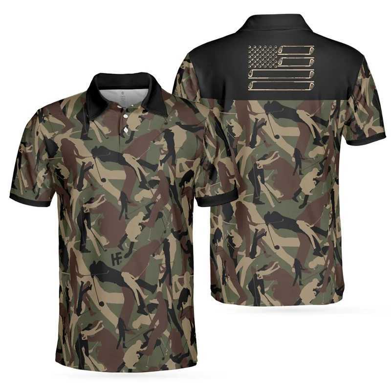 Camouflage ing 3D printed short sleeved mens shirt shirt casual outdoor T-shirt Harajuku button shirt shirt X2412281