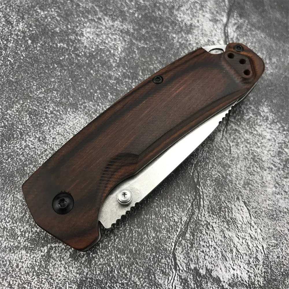 High Quality 15031 Hunt North Fork Folding Knife 2.97 8Cr13Mov Blade Stabilized Wood Hands Outdoor Survival Cam ToolXJ241228