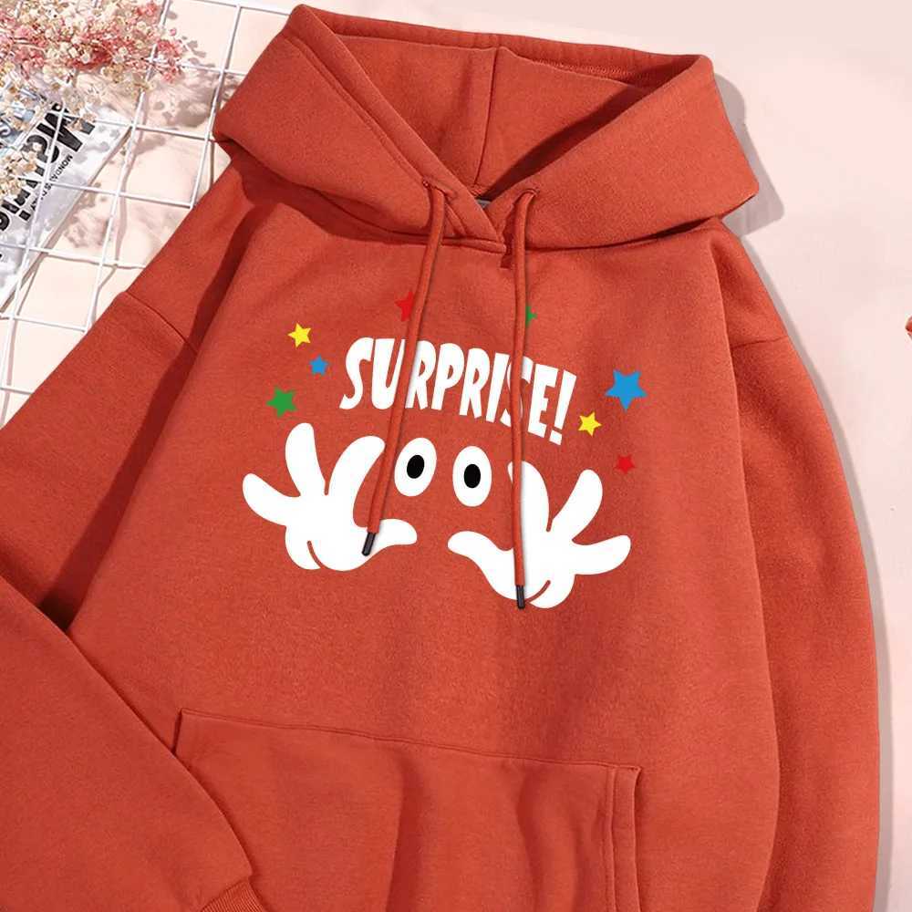 Surprise Cartoon Printed Hoodie Mens Warm Wool Hoodie High Quality Casual Pulling 2024 Autumn New Hoodie Soft Mens Wear X241228