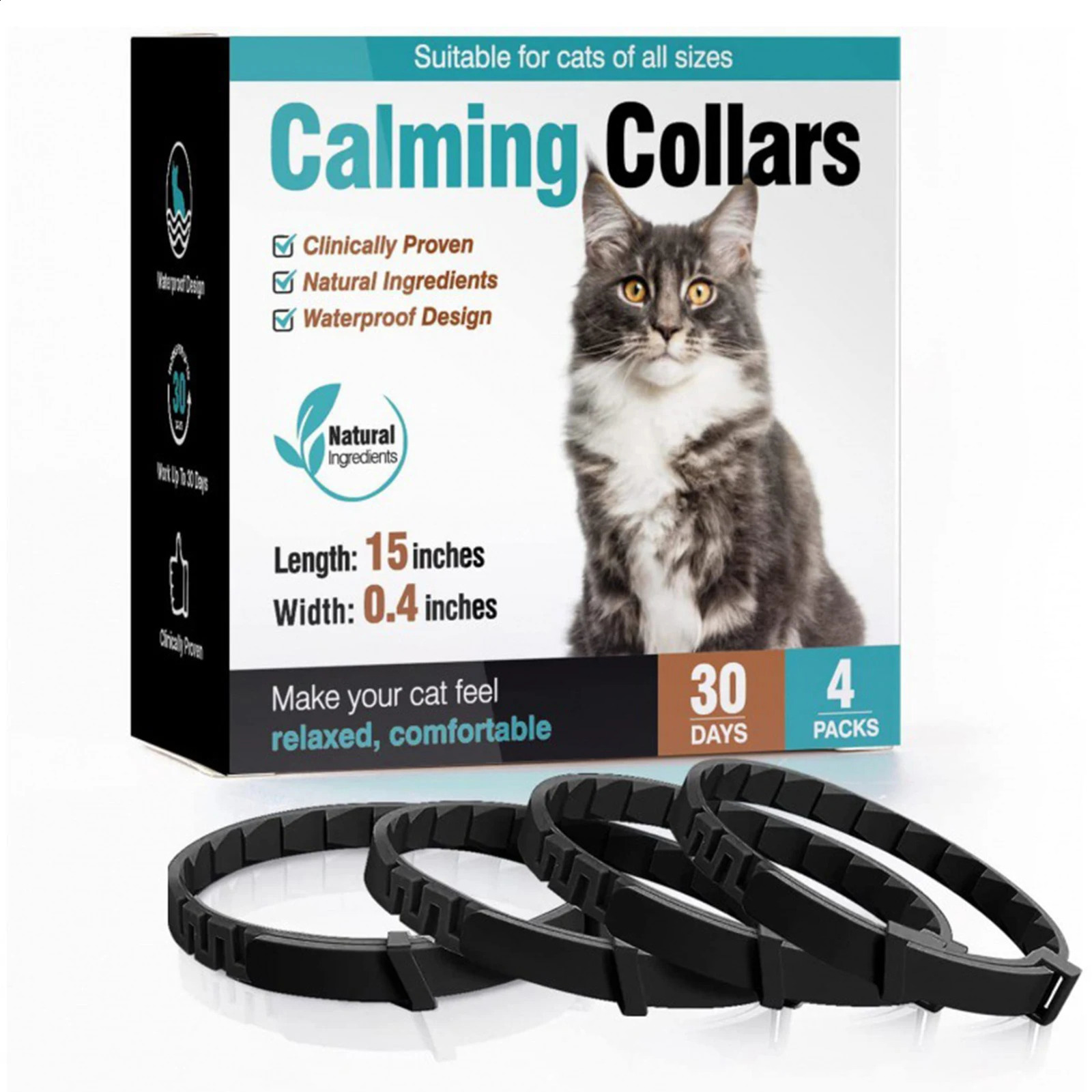 4pcs Calming Collar for Cats Relieve Stress and Anxiety Calming Collar dium Large Small Kitten 241227