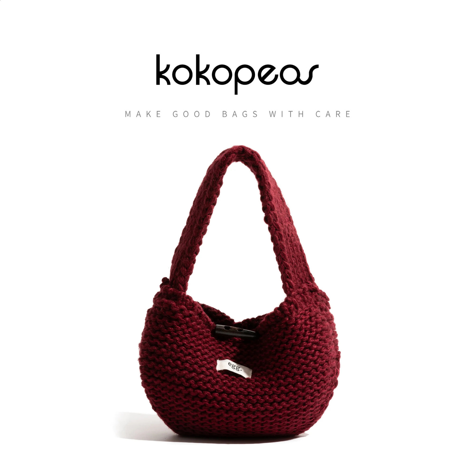 KOKOPEAS Autumn Winter Knitted Small Hobo Handbag Handmade Woven Simple Phone Purse For Womens Stylish Clutch Bag Ladies Pouch 241227