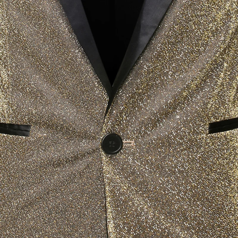 Shining Gold Sparkling Jacket Mens Single Button Shawl Collar Set Jacket Mens DJ Club Bar Dance Evening Dress Jacket Mens Jacket Stage Costume 241227