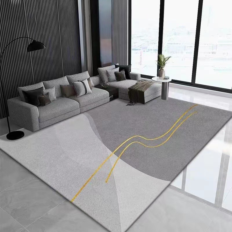 5050-58.9-Simple Rectangular Solid Color Silk Carpet Bedroom Bed Living Room Sofa Blanket