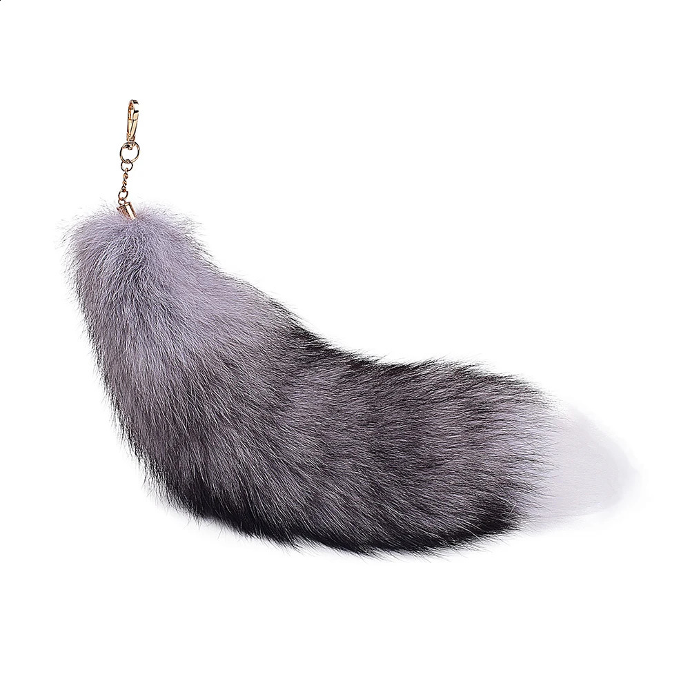 Fashion Fox Tail Keychain Wolf Tail Fur Tassel Bag Tag Black And Brown Pom Charm Keyring Holder Strap Chain Gifts 241227CJ