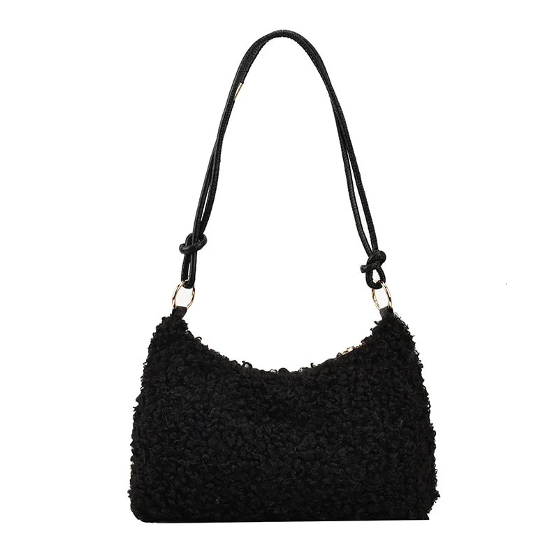 2023 New Plush Fabric Women's Shoulder Crossbody Small Fashion Lambs Wool Fluffy Fur Winter Female Bag Designer Handbags Convertible Bags
