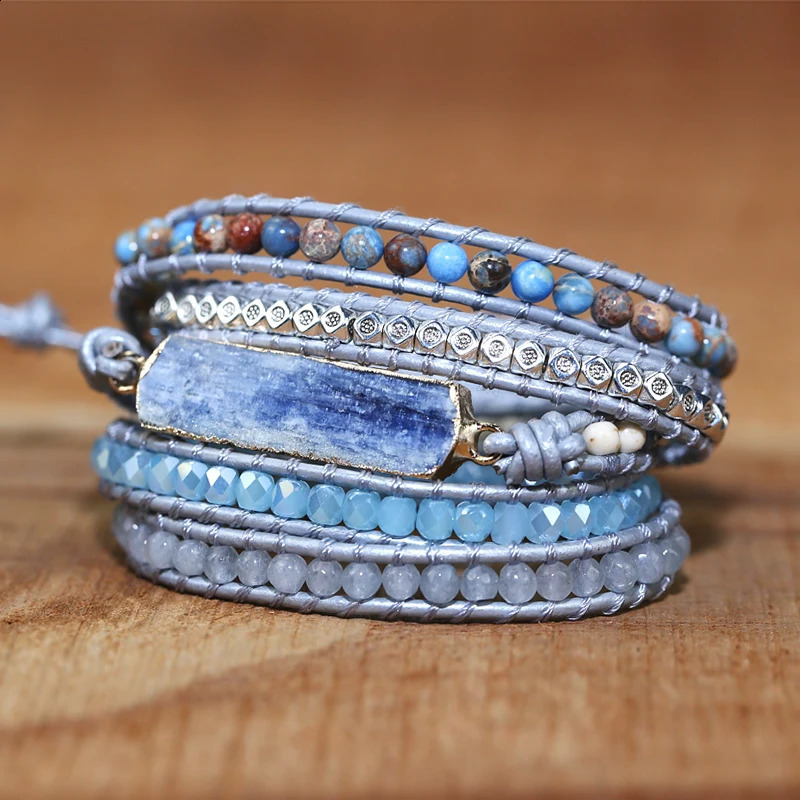 High Quality Lapis lazuli Natural Stone Charm Wrap Bracelets for men and women Handmade jewelry gift drop 241227