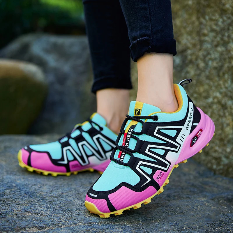 Large size breathable hiking shoes women walking shoes anti-slip wear cushioned light all-match outdoor sports shoes 241228