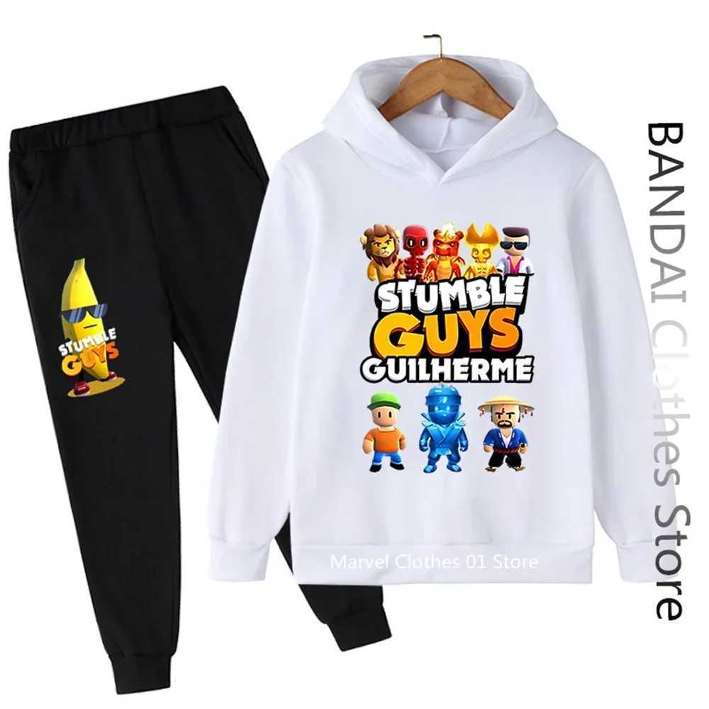 Stumble Guys Game Spring Hooded kids boutique clothes sweatshirt Pants pullover KAWaii Anime hoodie boys girls Sets X241228