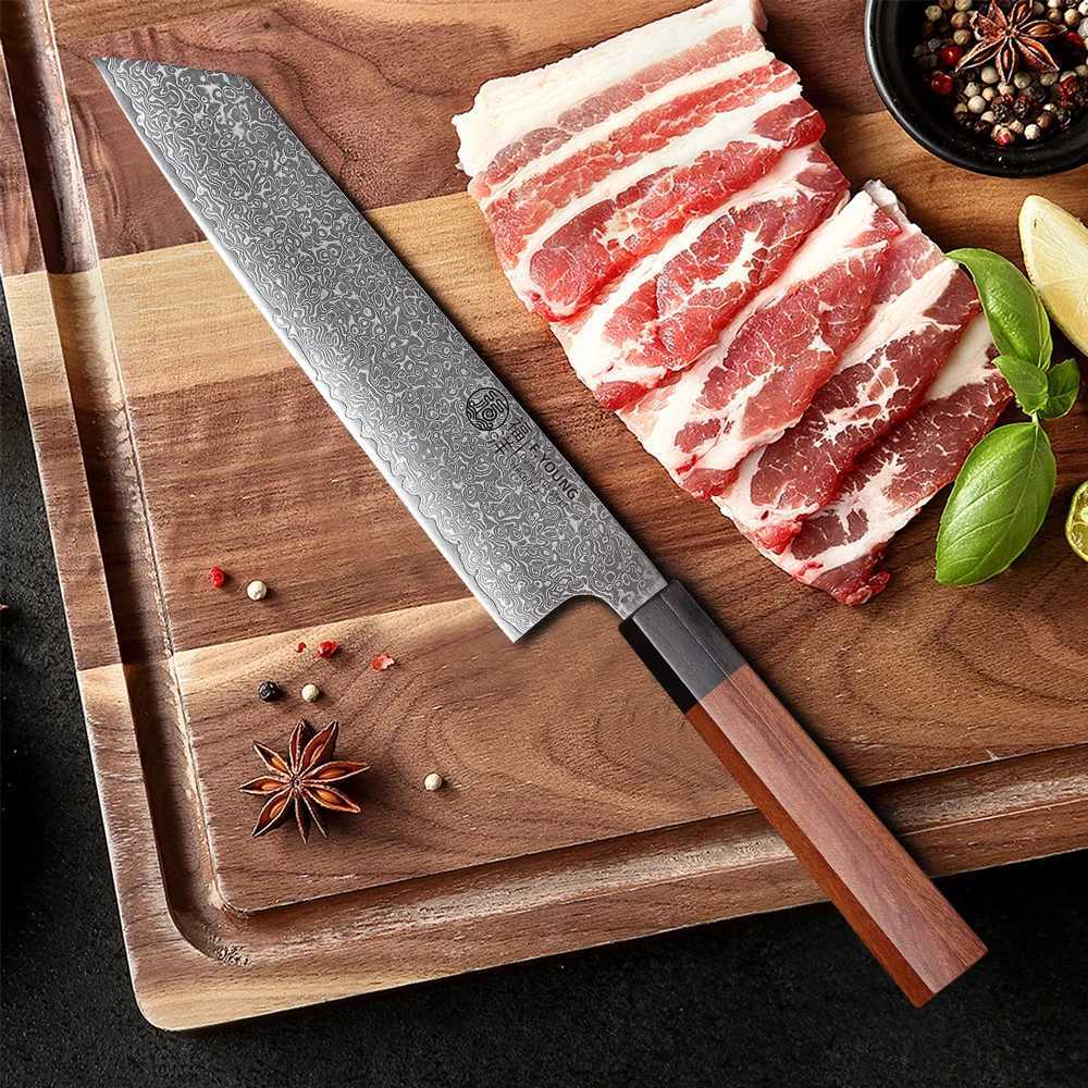F.YOUNG 8.2-inch Japanese Kiritsuke Knife Damascus Steel Kitchen Chef Knives Sharp Professional Cleaver Hand Forged Cooking Tool Y241227