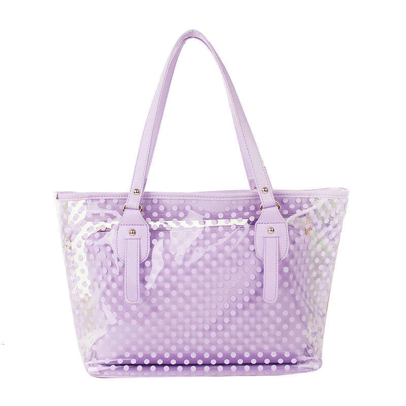 Large Capacity Women's Summer New Style, Small Fresh Polka Dot Transparent Handheld Single Shoulder Jelly Bag, PVC Beach Bag