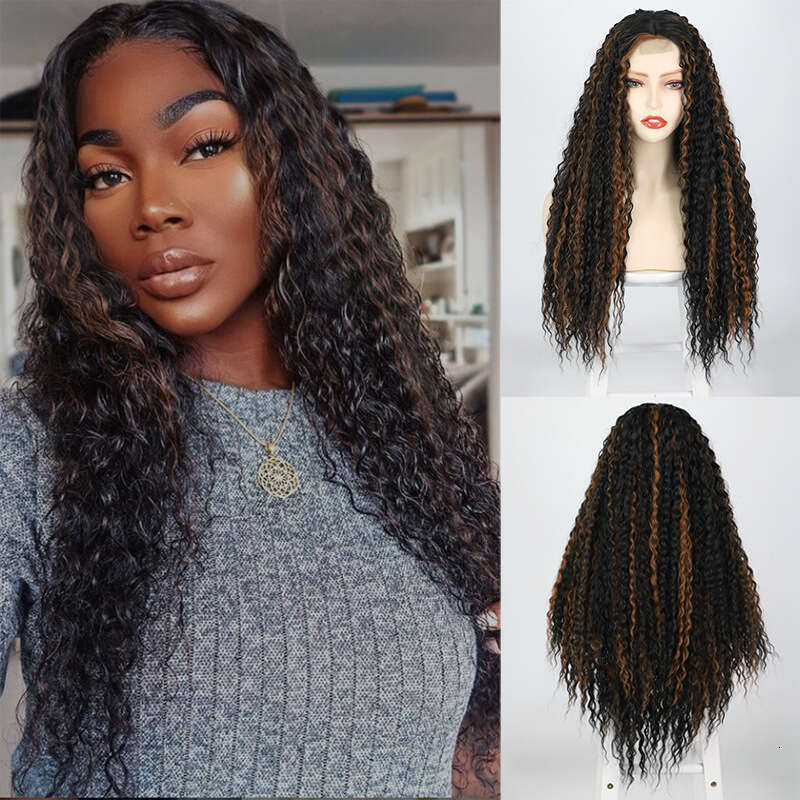 Wig, Ladies' Wig, Lace Front, Lace, Medium Split, Long Hair, Dyed, Small Curly Headband, Wigs Kq2 Kq2