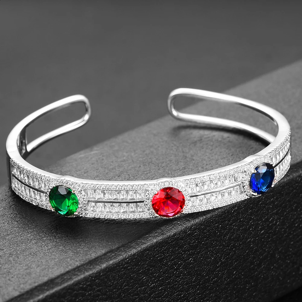 KellyBola Gorgeous Charm Open Bangle For Women Bridal Wedding Cubic Zircon Bracelet Party Jewelry Jewelry 241227