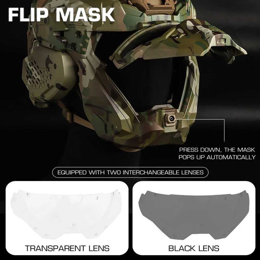Airsoft Fast Helmet Tactical Military W-Ronin Assault Helmet II Built-in setAnti-fog FanFlip MaskReplacent ns W241228