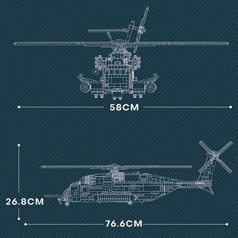Reobrix 33037 CH-53 Transport Helicopter Model DIY Toy Building Blocks Military Aircraft Series Boys Gift 2192 pieces X241228