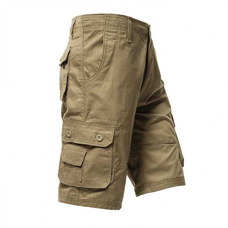 Mens Cargo Pants Knee Shorts Classic Summer Shorts Multiple Pockets Large Size Cotton Half Pants Khaki Army Green Shorts W250621