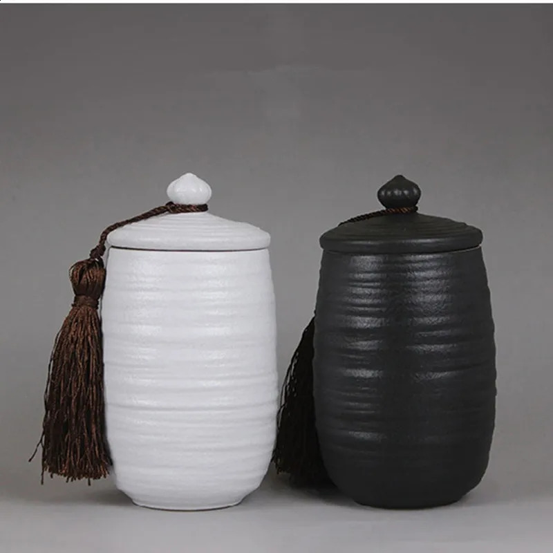 Black/White Funeral Ashes Jar Urn For Human Cremation Pet Ashes Holder Ceramic Keepsake Pal Ashes Urns Casket Seal Storage Jar 241225