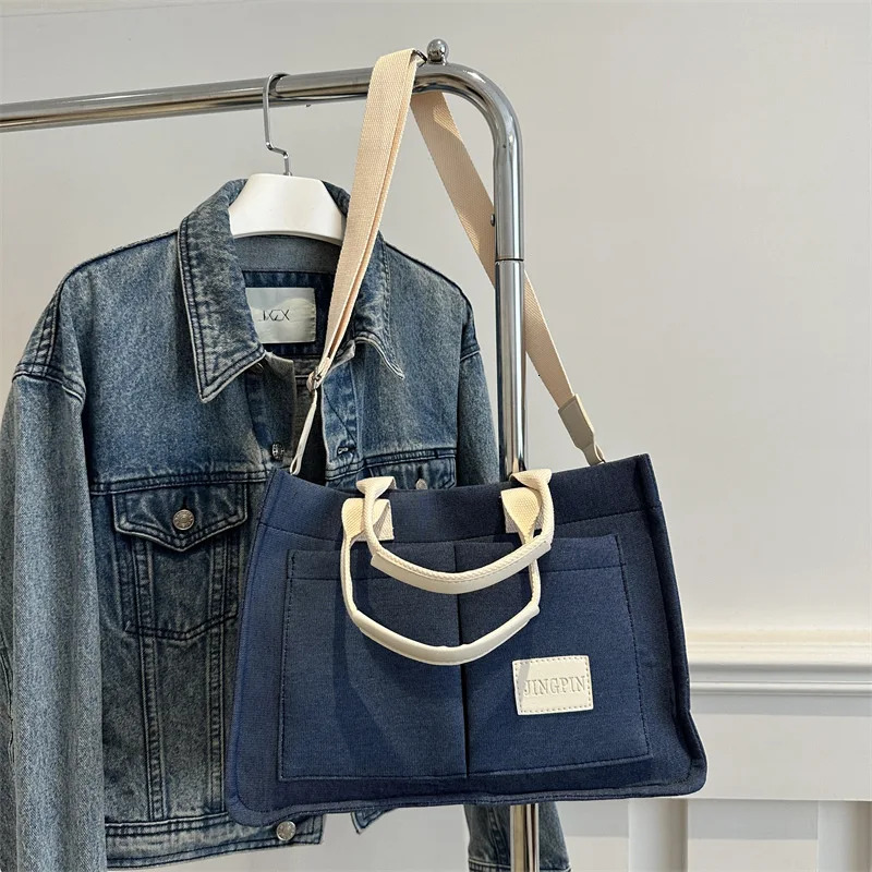 Simple Cotton And En Tote Texture Large Capacity Commuter Messenger Bag