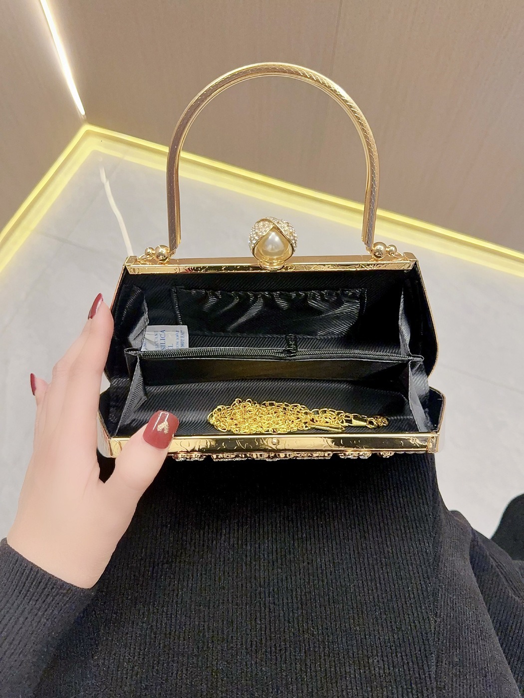 Bucket Women Fashion Dias Golden Party Evening Hasp Open Printed Female New Arrival Day Clutch Convertible Bags