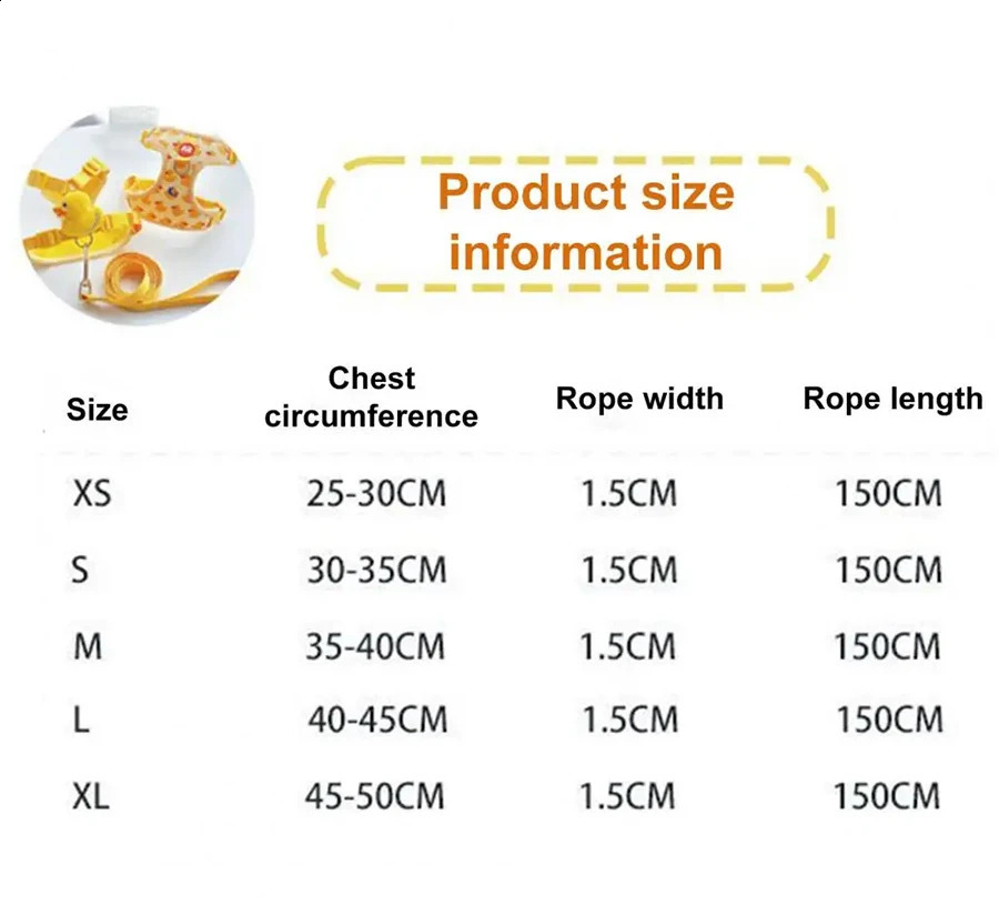 Pest Boss Soft Mesh Small Cartoon Duck Dog Harness and Leash Cat Harness and Leash Set Adjustable Vest for Pet Kitten 241227