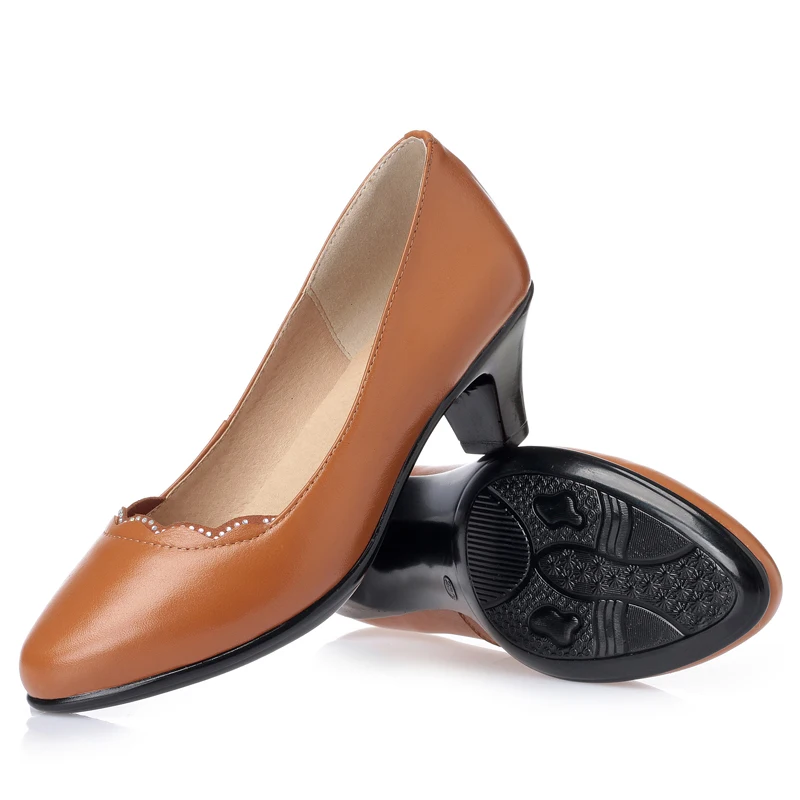 AIYUQI Women's Dress Shoes Genuine Leather Large Size Women's Spring Shoes One Foot Slip-on Women's Shoes