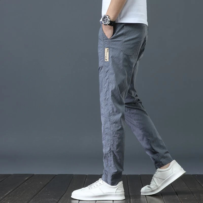 Harem Male Trouser Summer Cooling Ice Silk Thin Mens Casual Pants Ultra Thin Fit Y2k Plus Size Aesthetic Low Price Fashion Long 241227