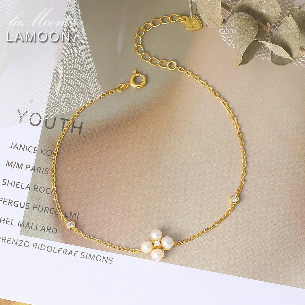 LAMOON S925 Silver Pearl Jewelry Set For Women Natural Freshwater Pearl 14K Gold Plated Wedding Engagement Fine Jewelry V073 241226