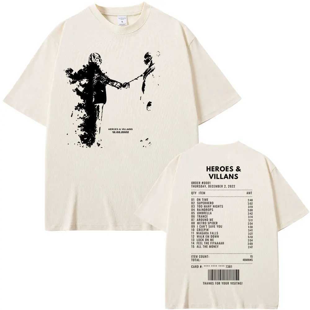 Rapper Metro Boomin Heroes Villains Double Sided Print T-shirts Men Women Hip Hop Vintage Oversize Tshirt Male Cool Strtwear X241228