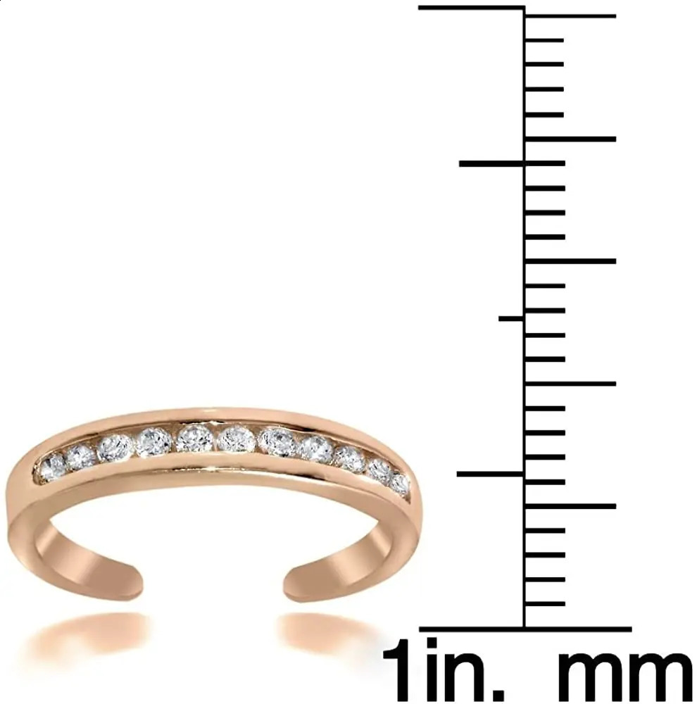 Cubic Zirconia ChannelSet Polished Adjustable Toe Rings for Women Girl Summer Beach Sexy Jewelry Stainless Steel 241225