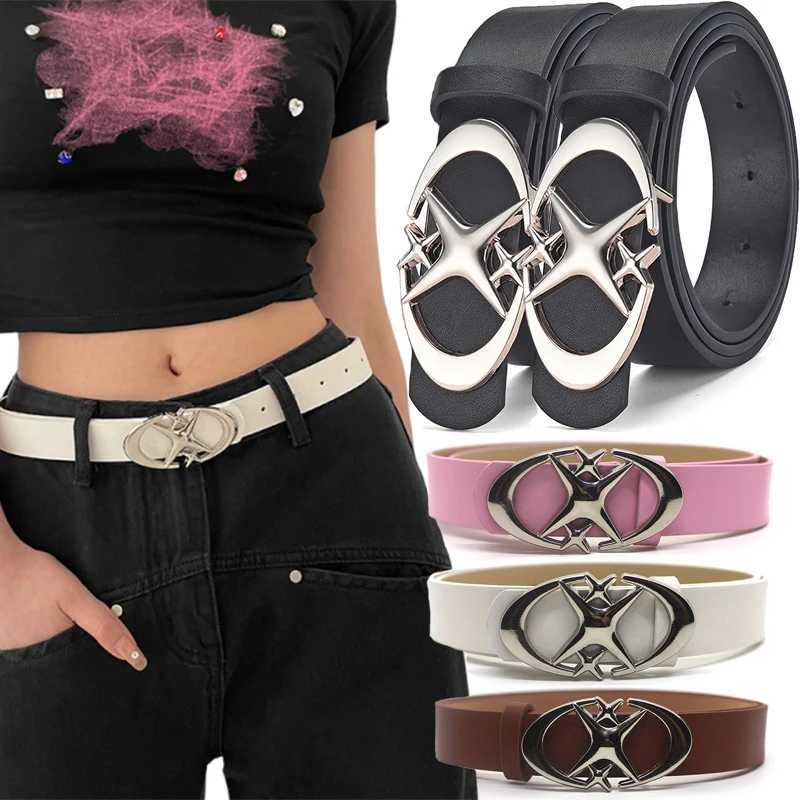 Punk Moon Star Buckle Design Cross Metal Retro Gothic Mens Y2k Belt Pu Leather Belt Jeans Pants Decorative Belt W241228