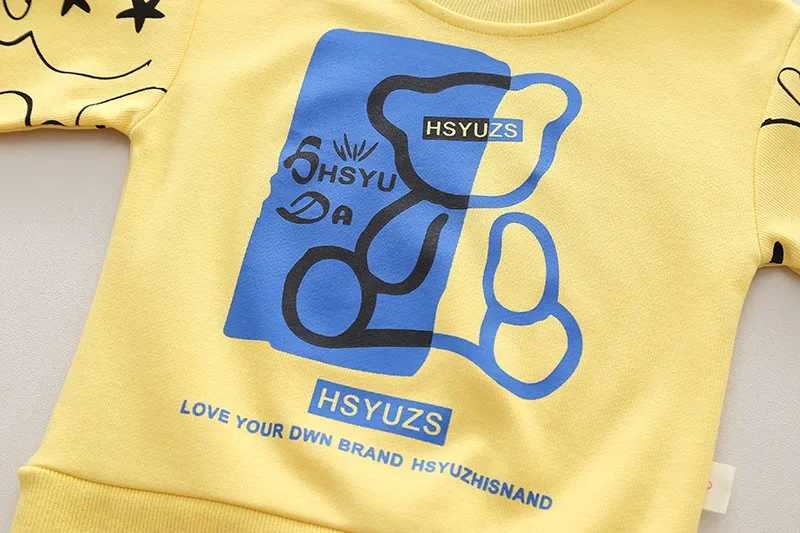 2024 New Spring Baby Boy Clothes 1 to 5 Years Causal Cartoon O-neck Pullover Long Sleeev T-shirts and Pants Kids Boys Outfit Set X241228