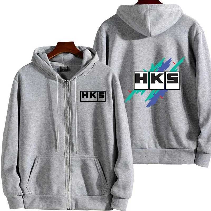 Japanese JDM modified car HKS ENDLESS mens cardigan printed zipper pull rod solid color loose Harajuku hip-hop top X241228