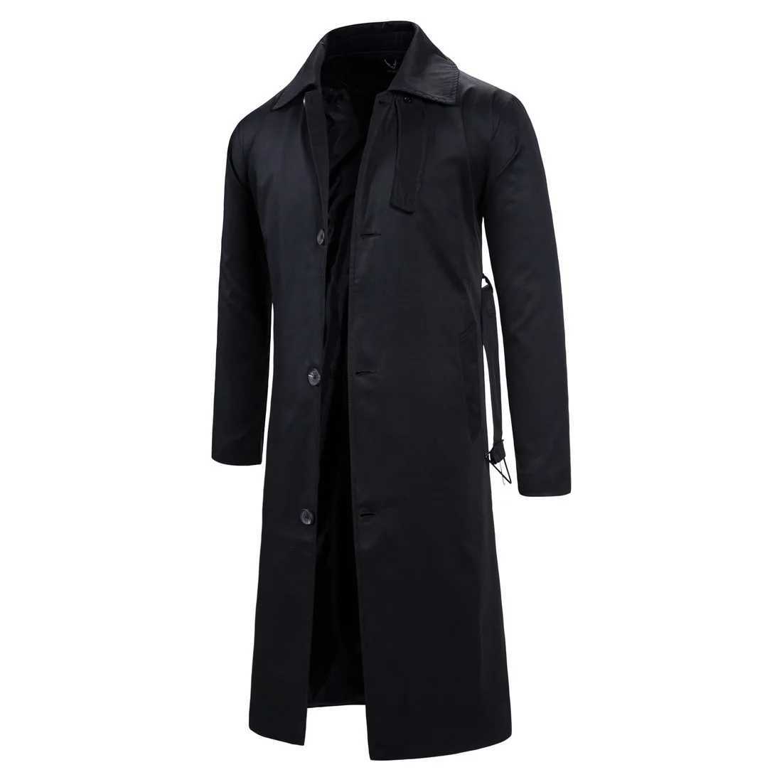 Mens Spring Autumn Windbreak Overcoat Long Trench Coats with Belt Male Pea Coat Men Double Breasted Peacoat W241228