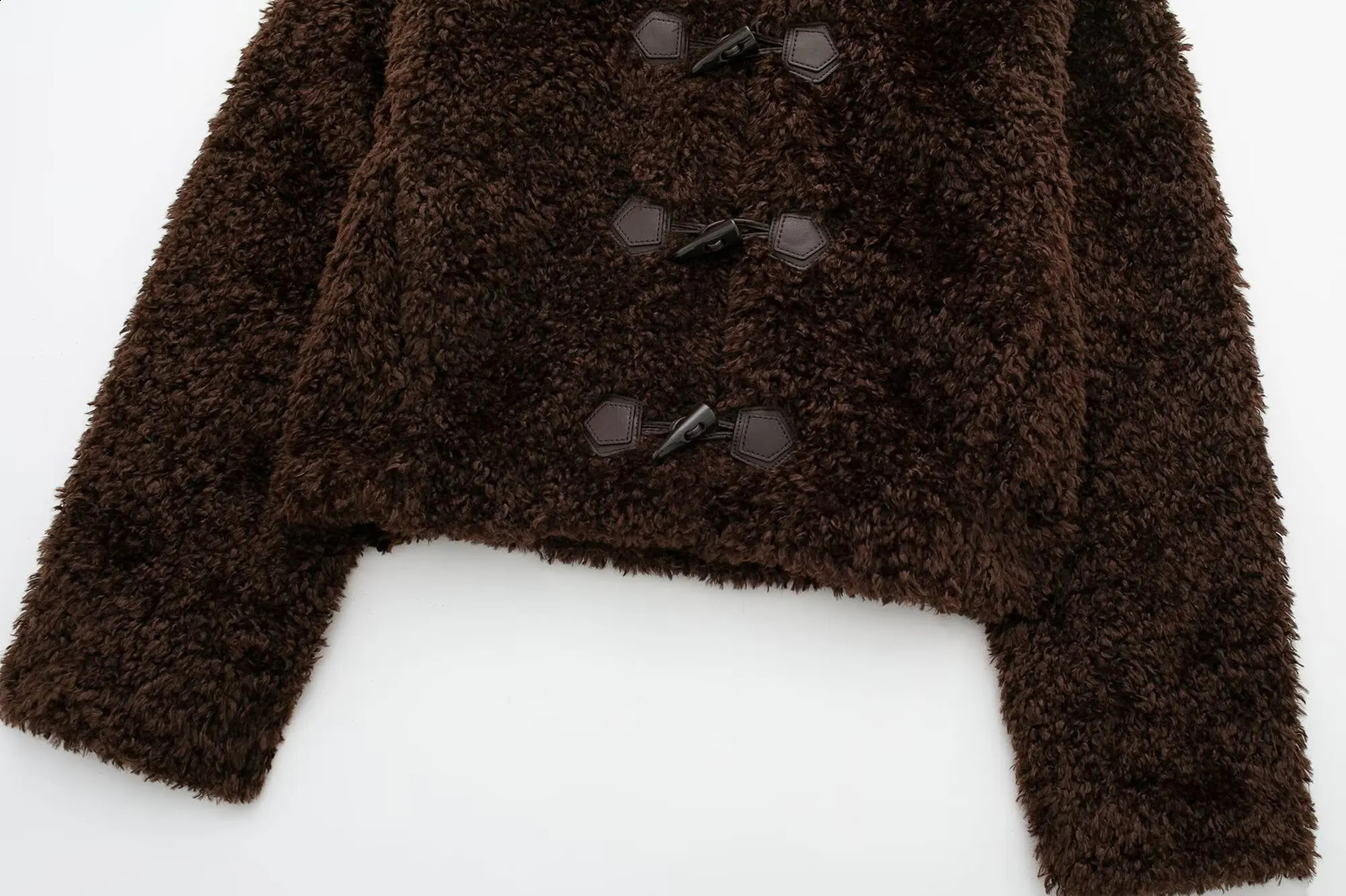 European and American style hooded versatile sherpa jacket with knotted leather buckle casual warm jacket 241227